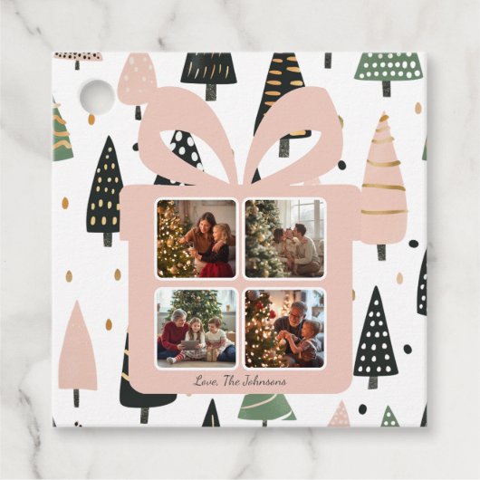 Personalized Modern Pink Christmas Gift Box Geschenkanhänger (Vorderseite)