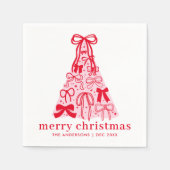 Personalized Modern Pink Red Bows Christmas Serviette (Vorderseite)