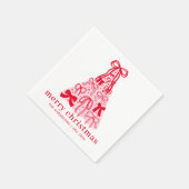 Personalized Modern Pink Red Bows Christmas Serviette (Ecke)