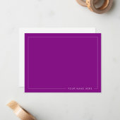 Personalized Modern Purple Flat Note Card Mitteilungskarte (Vorderseite/Rückseite Beispiel)