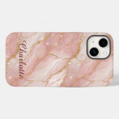 Personalized Modern Rose Quartz Marble Gold Case-Mate iPhone Hülle (Rückseite (Horizontal))