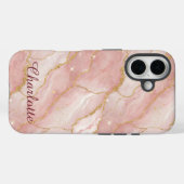 Personalized Modern Rose Quartz Marble Gold Case-Mate iPhone Hülle (Rückseite (Horizontal))
