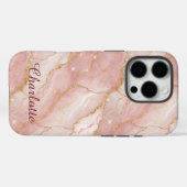 Personalized Modern Rose Quartz Marble Gold Case-Mate iPhone Hülle (Rückseite (Horizontal))