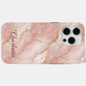 Personalized Modern Rose Quartz Marble Gold Case-Mate iPhone Hülle (Rückseite (Horizontal))