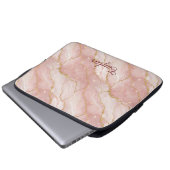Personalized Modern Rose Quartz Marble Gold Glitte Laptopschutzhülle (Vorne Knopf)