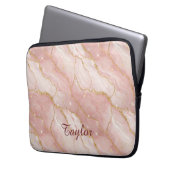 Personalized Modern Rose Quartz Marble Gold Glitte Laptopschutzhülle (Vorderseite Links)