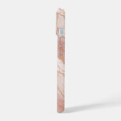 Personalized Modern Rose Quartz Marble Gold iPhone 15 Hülle (Linke Seite)
