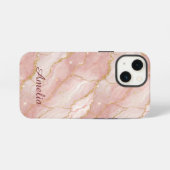 Personalized Modern Rose Quartz Marble Gold iPhone Hülle (Rückseite (Horizontal))