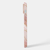 Personalized Modern Rose Quartz Marble Gold iPhone Hülle (Linke Seite)
