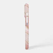Personalized Modern Rose Quartz Marble Gold iPhone Hülle (Linke Seite)