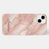 Personalized Modern Rose Quartz Marble Gold iPhone Hülle (Rückseite (Horizontal))