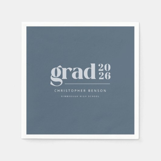 Personalized Modern Slate Blue 2026 Graduation Serviette (Vorderseite)