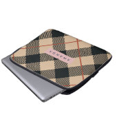 Personalized Modern Tan & Black Checkered Laptopschutzhülle (Vorne Knopf)