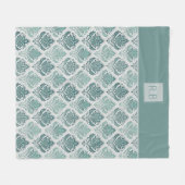 Personalized Modern Teal Nordic Damask Fleecedecke (Vorderseite (Horizontal))