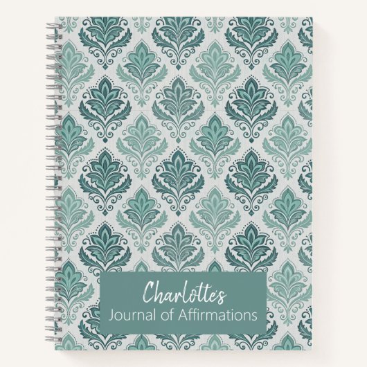 Personalized Modern Teal Nordic Damask Notizblock (Vorderseite)