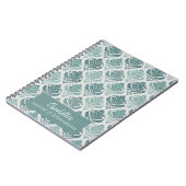 Personalized Modern Teal Nordic Damask Notizblock (Linke Seite)
