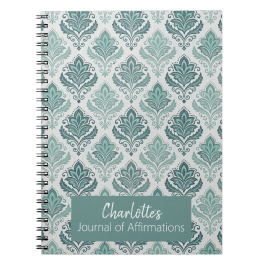 Personalized Modern Teal Nordic Damask Notizblock (Vorderseite)