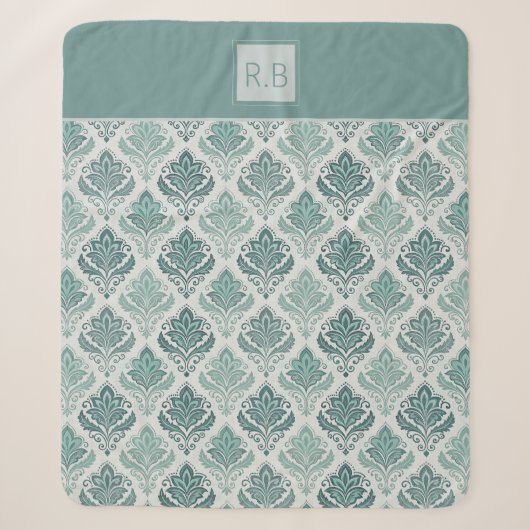 Personalized Modern Teal Nordic Damask Sherpadecke (Vorderseite)