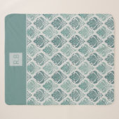 Personalized Modern Teal Nordic Damask Sherpadecke (Vorderseite (Horizontal))