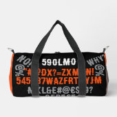 Personalized modern text beautiful orange black duffle bag (Vorderseite)