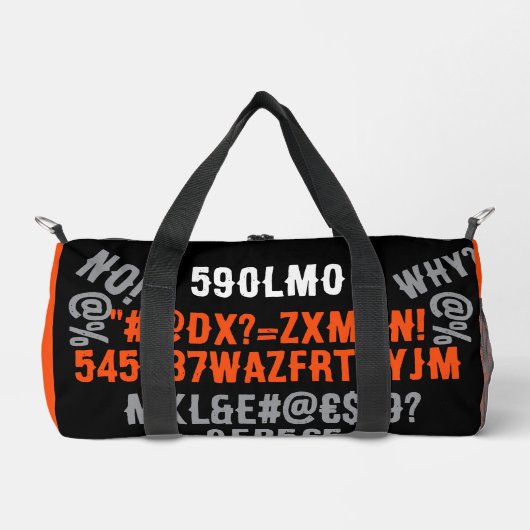 Personalized modern text beautiful orange black duffle bag (Vorderseite)