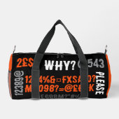 Personalized modern text beautiful orange black duffle bag (Rückseite)