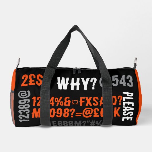 Personalized modern text beautiful orange black duffle bag (Rückseite)