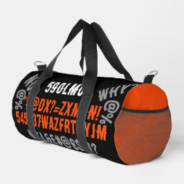 Personalized modern text beautiful orange black duffle bag
