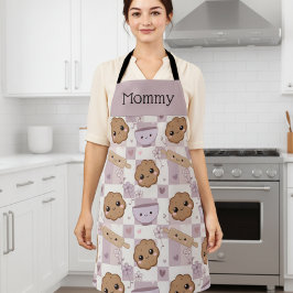 Personalized Mom Apron Kawaii Cookie Gingham Bake Schürze