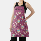 Personalized Mom Apron Kawaii Pink Blue Cupcake Schürze (InSitu)