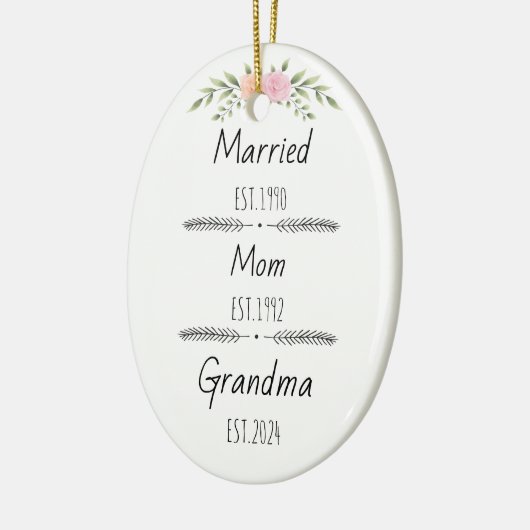 Personalized Mom Grandma Est Custom Year Keramik Ornament (Links)