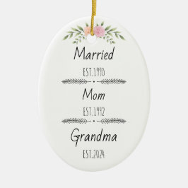 Personalized Mom Grandma Est Custom Year Keramik Ornament