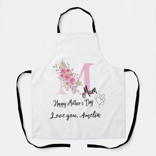 Personalized Mom Initial Apron Schürze (Vorderseite)
