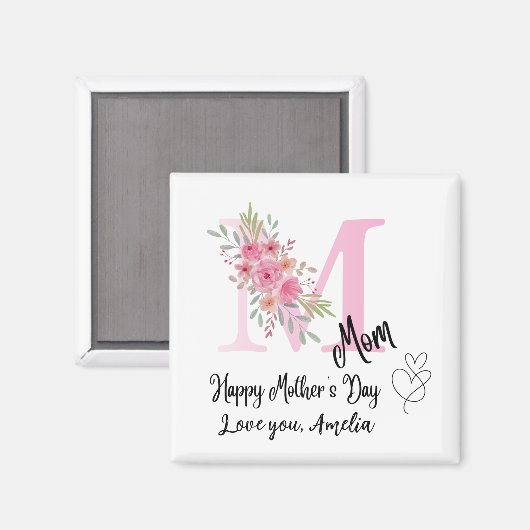 Personalized Mom Initial Fridge Magnet (Vorderseite/Rückseite)