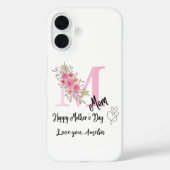 Personalized Mom Initial iPhone 16 Case (Rückseite)