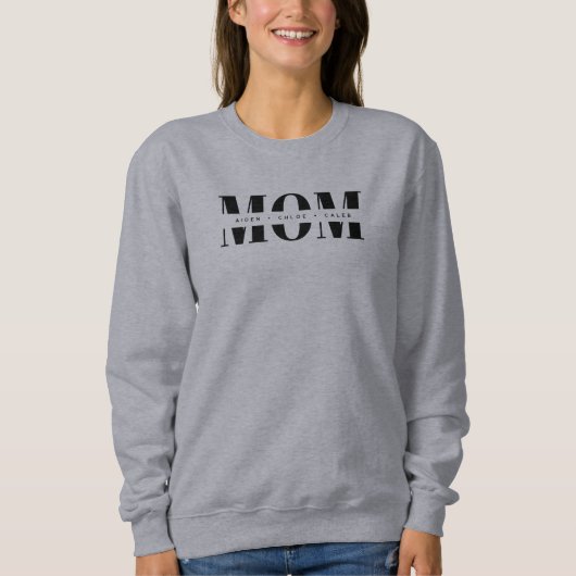 Personalized MOM Kids’ Names, Modern Chic Mom Gift Sweatshirt (Vorderseite)