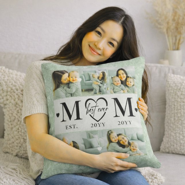 Personalized Mom Photo  Sage Green Kissen (Von Creator hochgeladen)