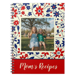 Personalized Mom Recipe Photo Floral Notizblock
