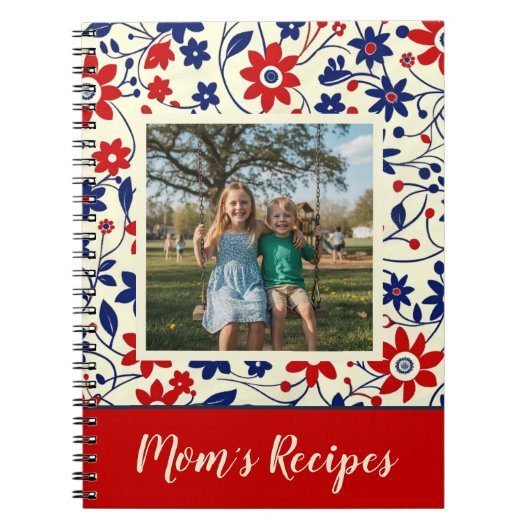 Personalized Mom Recipe Photo Floral Notizblock (Vorderseite)