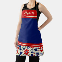 Personalized Mom Red White Blue Floral