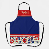 Personalized Mom Red White Blue Floral Schürze (Vorderseite)