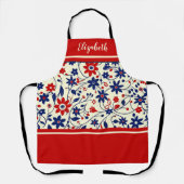 Personalized Mom Red White Blue Floral Schürze (Vorderseite)