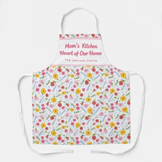 Personalized Mom’s Kitchen Floral Apron Gift Schürze (Vorderseite)