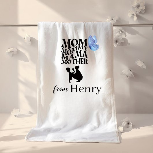 Personalized Mom Typography Bath Towel Badehandtuch