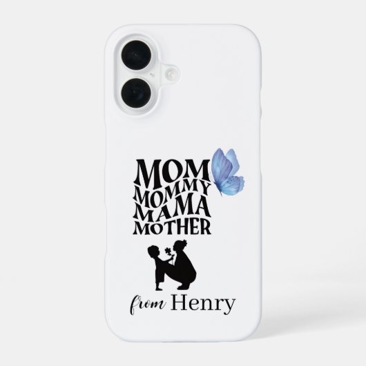 Personalized Mom Typography iPhone 16 Case Hülle (Rückseite)