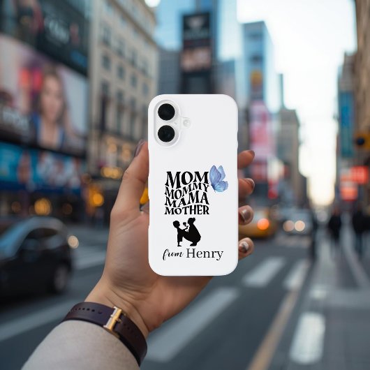 Personalized Mom Typography iPhone 16 Case Hülle