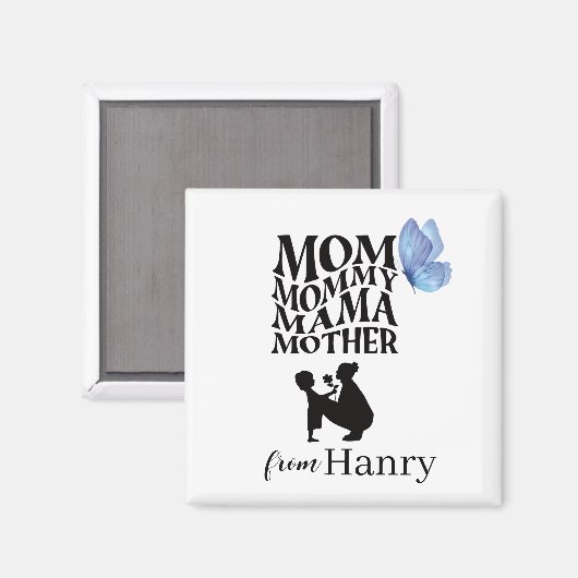 Personalized Mom Typography Magnet (Vorderseite/Rückseite)