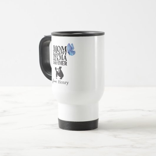 Personalized Mom Typography Travel Mug Reisebecher (Vorderseite Links)