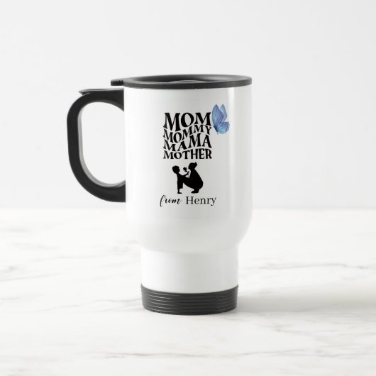 Personalized Mom Typography Travel Mug Reisebecher (Links)