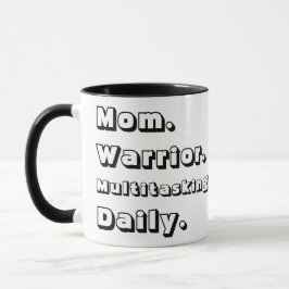 Personalized Mom Warrior Multitasking Daily Black  Tasse